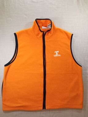 Men's XL T Tennessee Pro Edge Orange Fleece Vest with Black Trim